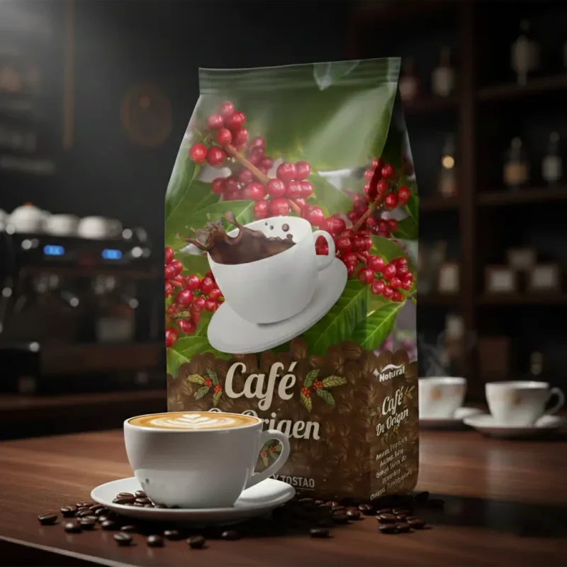 Mockup empaque de café de especialidad con fotografía de origen Nariño - Elkin Vallejo